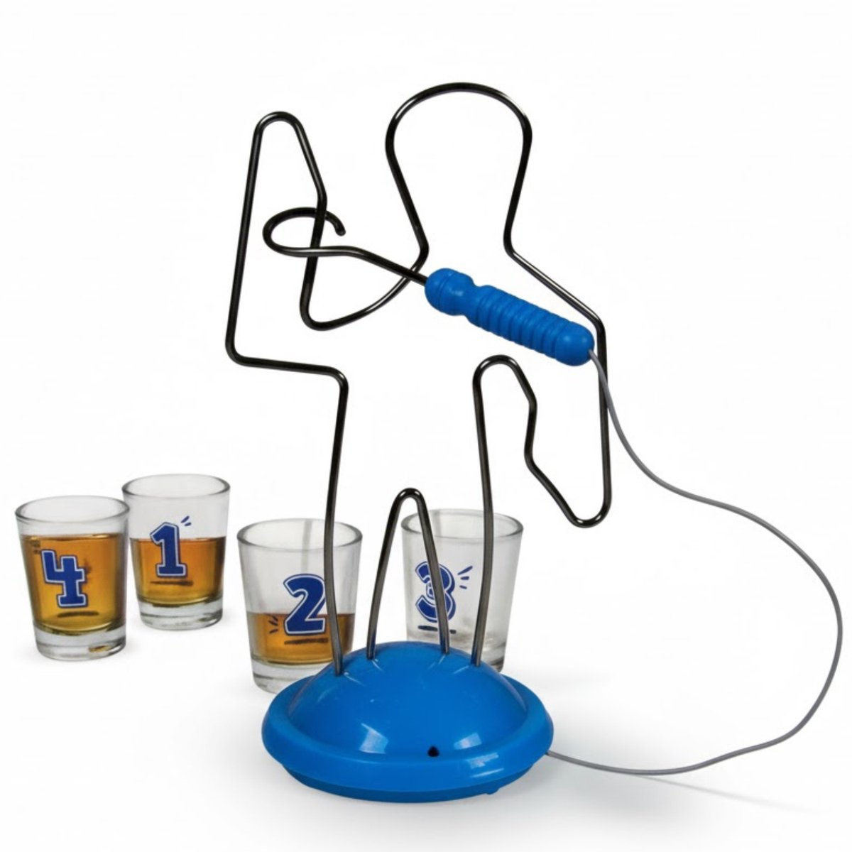 Lomera Buzz Wire Drinkspel - Spiraal Game - Shotglaasjes - Oud Spel - Pen Langs De Spiraal - Zonder Aanraken - Shotglaasje Leegdrinken - 4 Personen Spelen - Drankspel - Drinkspel