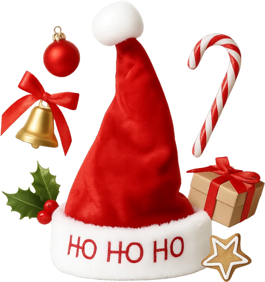 Lomera Kinder Kerstmuts - Kerstmuts met Lichtjes - Kerstmuts met Veer - Knipperlichtjes Kerstmuts - Kerstmuts met Aan/uit-knop - Batterij Inbegrepen Kerstmuts - Feestelijke Kerstmuts - Kerstmuts Hoogte 30cm - Kerst Accessoires Kinderen