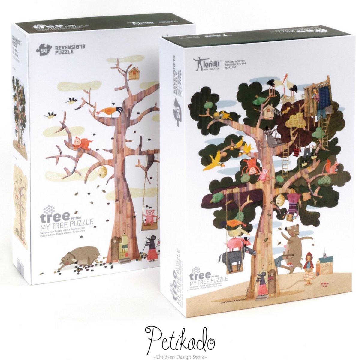 Dubbelzijdige MyTree puzzel - lente en herfst - 50 stukjes - bij Petikado
