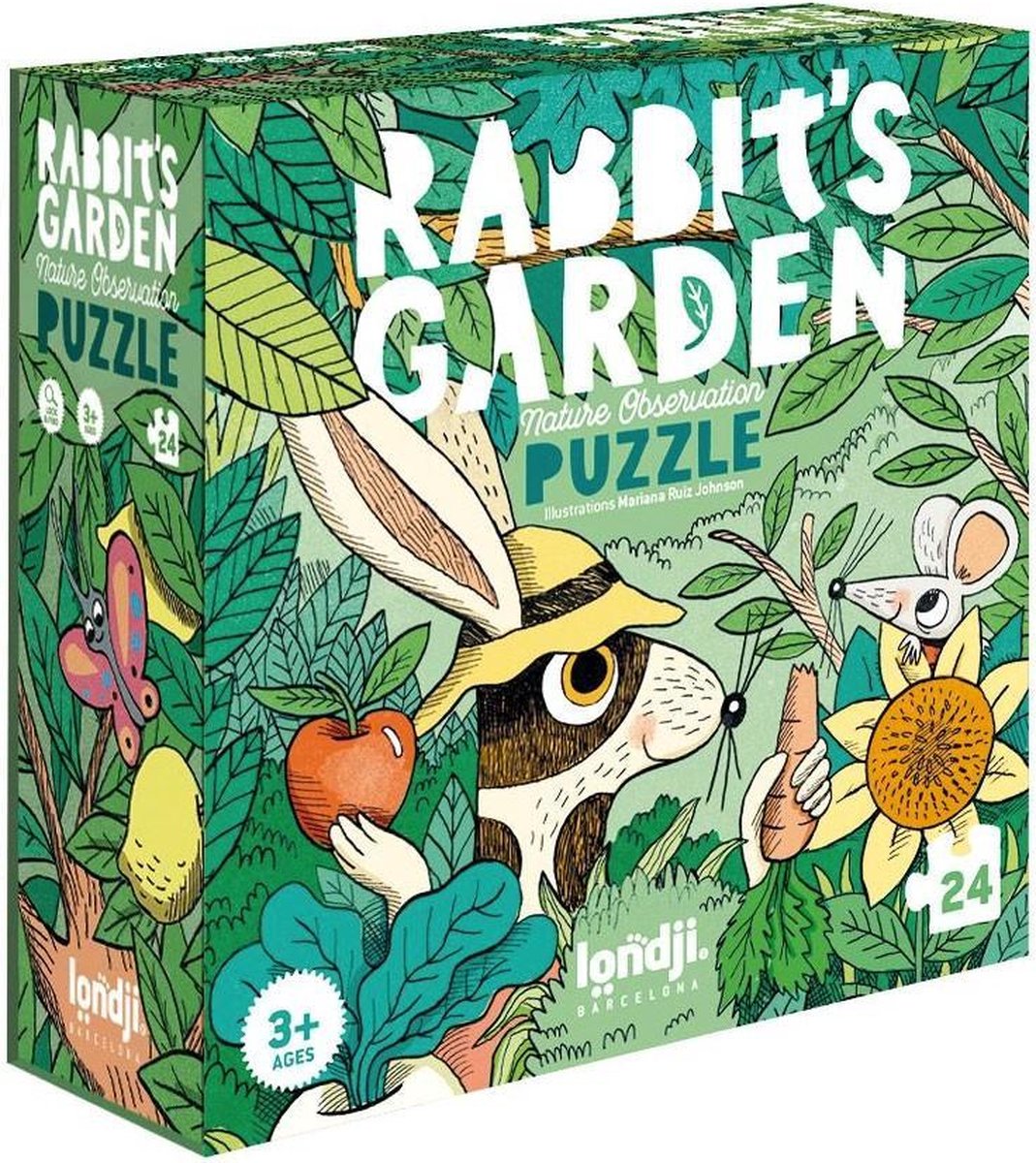 Rabbits garden puzzel met observatiespel 3+ jaar - Londji