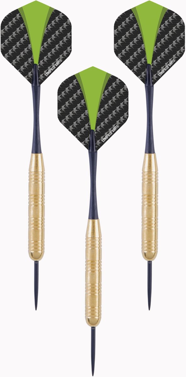 1x Set van 3 dartpijlen Longfield darts brass 21 grams - Darten/darts sport artikelen pijltjes messing - Kinderen/volwassenen