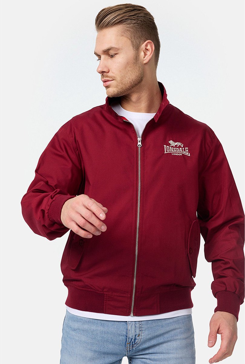 Lonsdale Slimfit Harrington Classic Bordeauxrood - Maat: 3XL