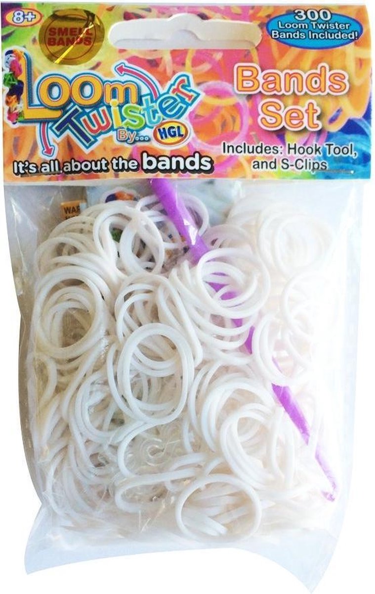 Loom Twister Loombands Met Geur Junior Wit 300-delig