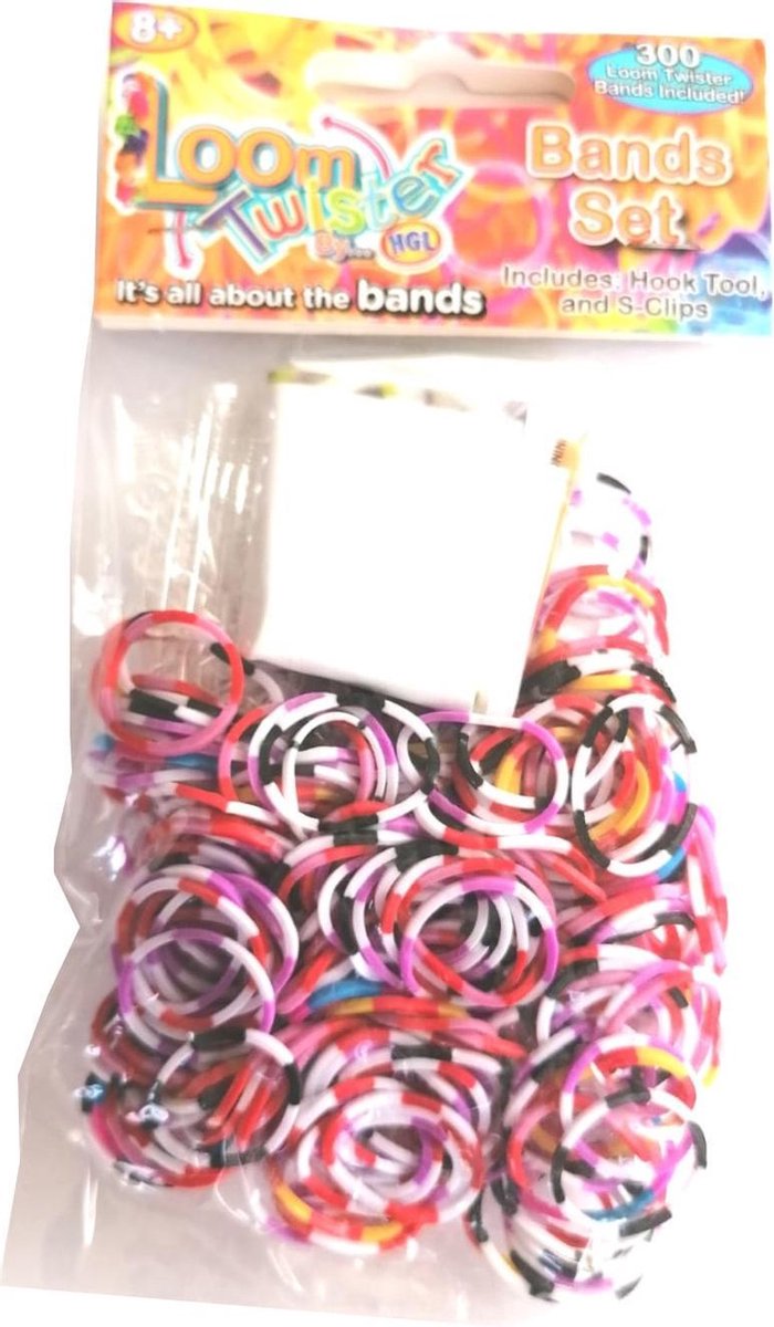 Loom Twister Loombands Rainbow Stripes Junior Rubber 300-delig
