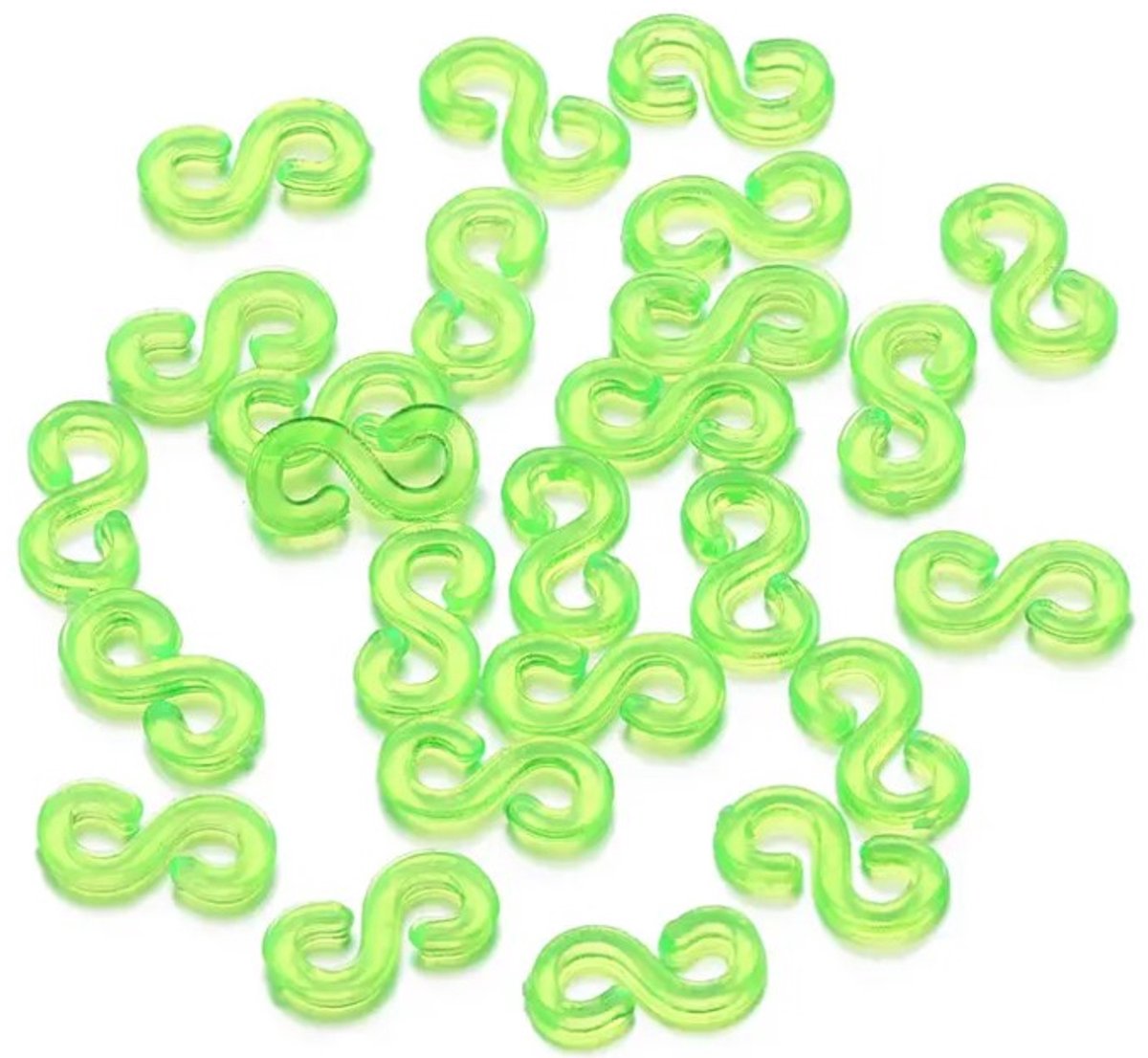 200 Stuks - S-Clips Loom - Groen - Loombandjes - Loomfun - S Clips
