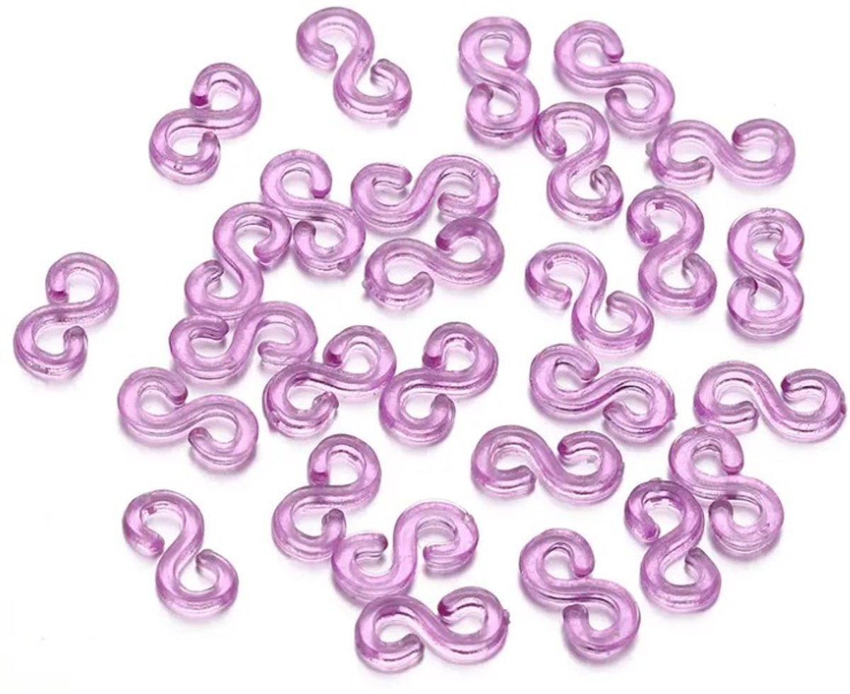 200 Stuks - S-Clips Loom - Paars - Loombandjes -   - S Clips