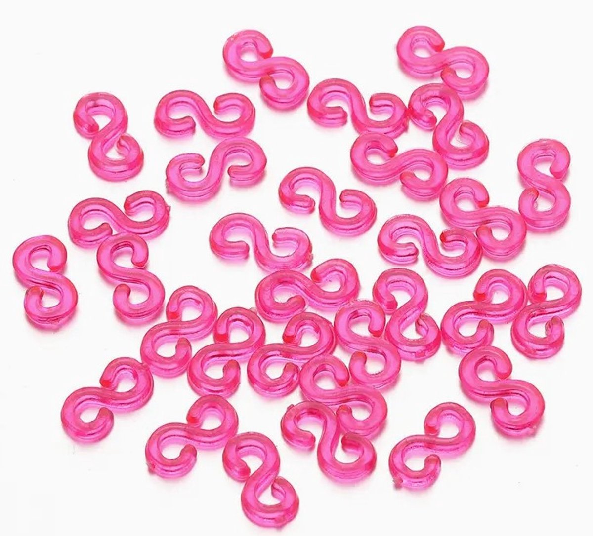 200 Stuks - S-Clips Loom - Roze - Loombandjes -   - S Clips