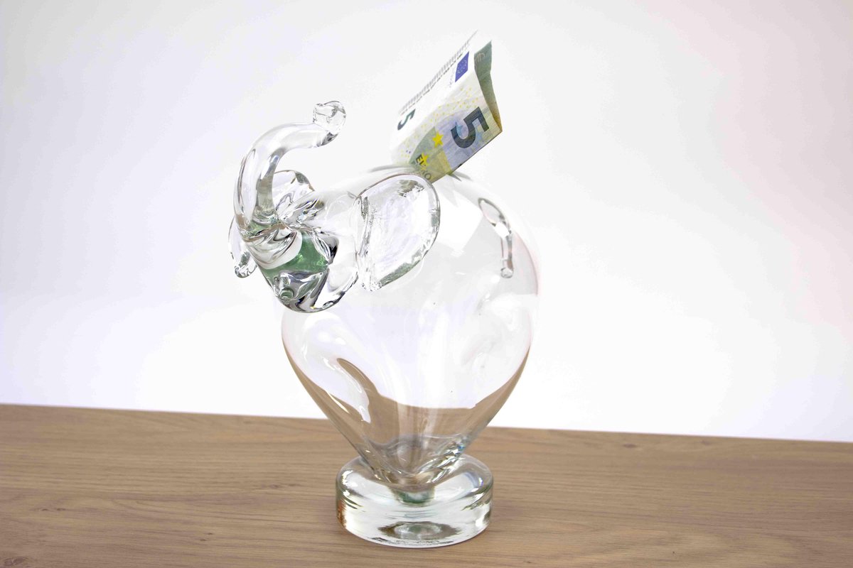 Spaarpot Olifant van Glas 20 cm