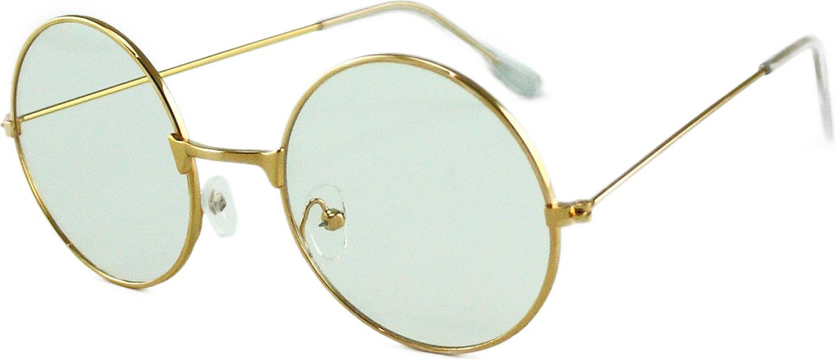 LOUD AND CLEAR® - Gabberbril - Hippiebril - Nerdbril - Bril Zonder Sterkte - Goud - Transparant