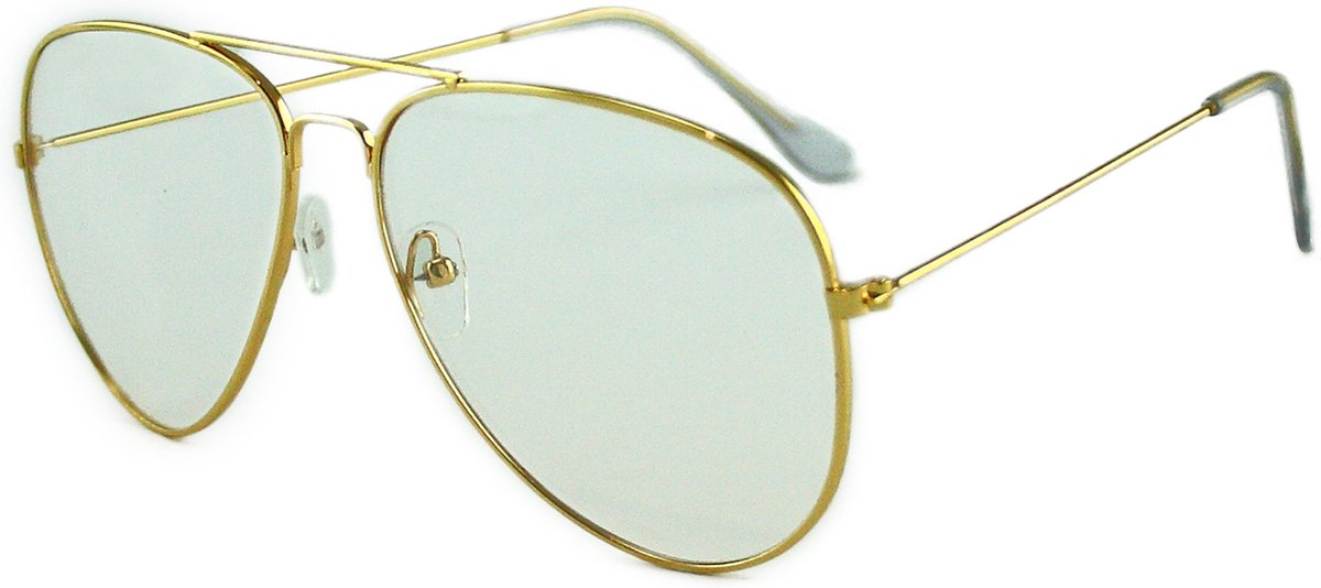 LOUD AND CLEAR® - Pilotenbril - Bril Zonder Sterkte - Nerdbril - Goud - Transparant