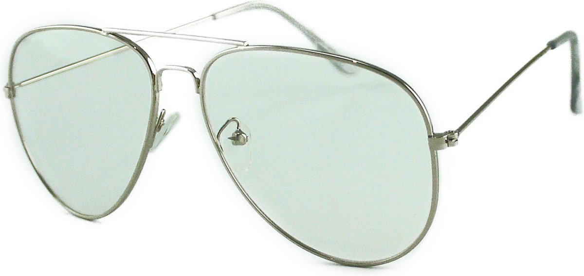 LOUD AND CLEAR® - Pilotenbril - Bril Zonder Sterkte - Nerdbril - Zilver - Transparant