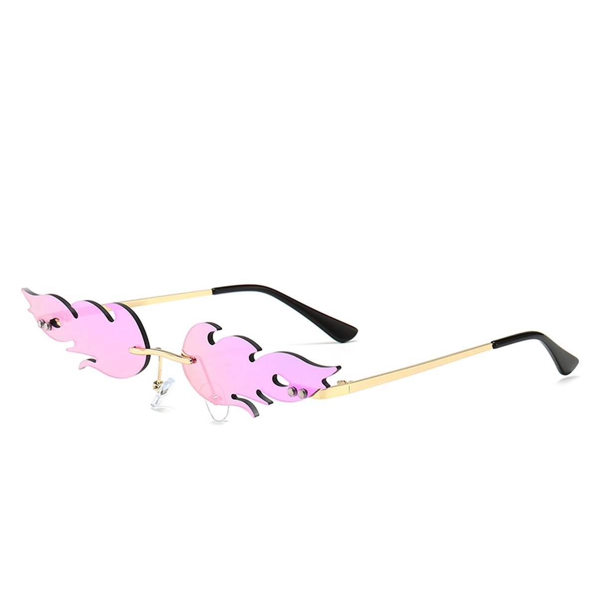 LOUD AND CLEAR® - Vlammen Zonnebril - Goud - Paars - Vlammen Bril - Vuur Bril - Festival Bril