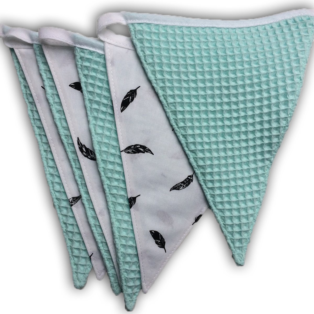   mint wit met veertjes