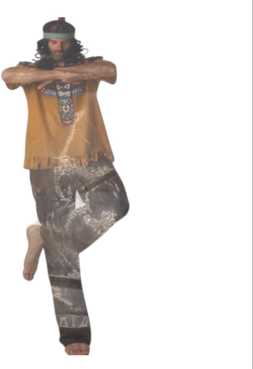 Indiaan Verkleedset – Bruine Broek, Geprinte Blouse & Bijpassende Haarband - Maat L