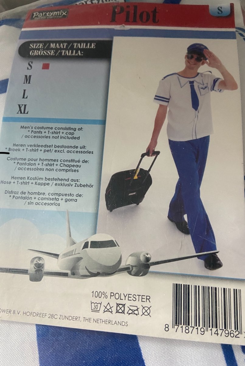 Piloot Verkleedkostuum Dames – Shirt, Broek & Pilotenpet – Maat S