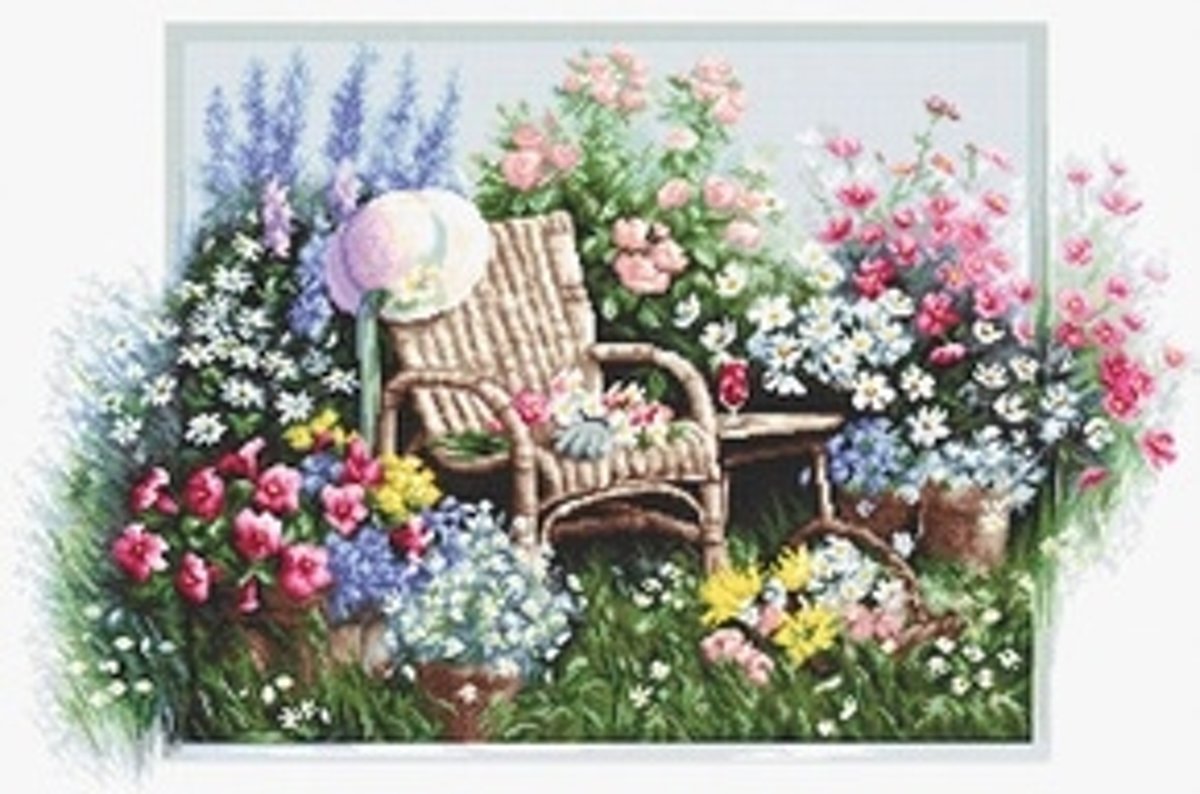 Borduurpakket Blooming garden om te borduren van Luca-s B2344