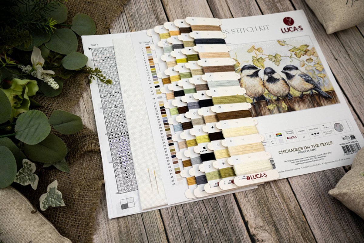 Borduurpakket Luca-S - Chickadees on the fench - Musjes op het Hek - BU5066