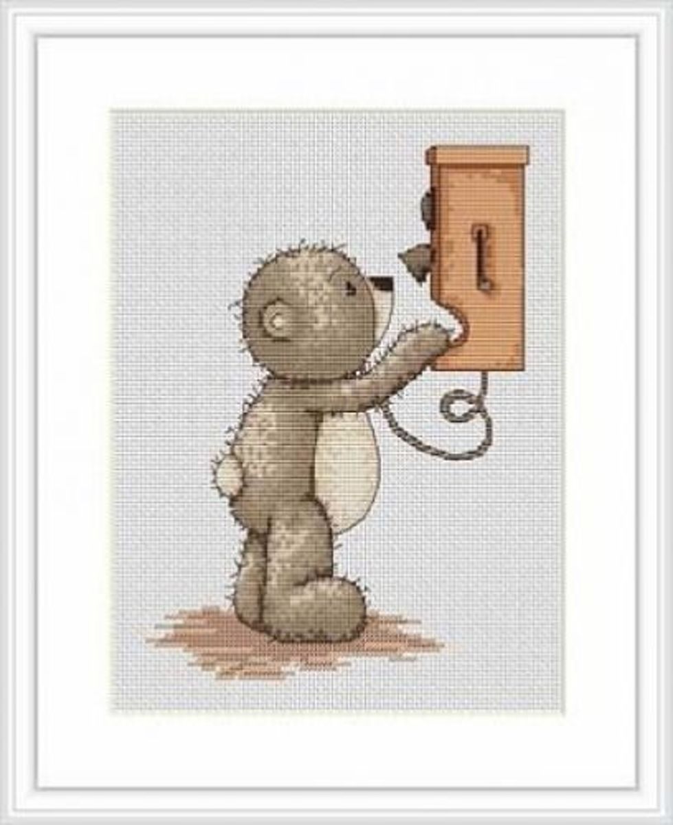 Luca-S Broderie Borduurpakket Bruno beer telefoneren B1010