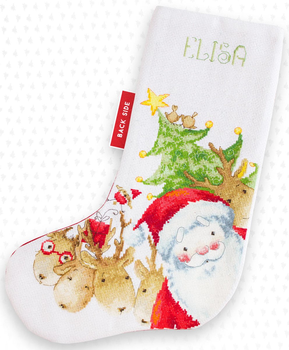 Santa with Reindeer Stocking - Borduurpakket met telpatroon - Luca-S - PM1225