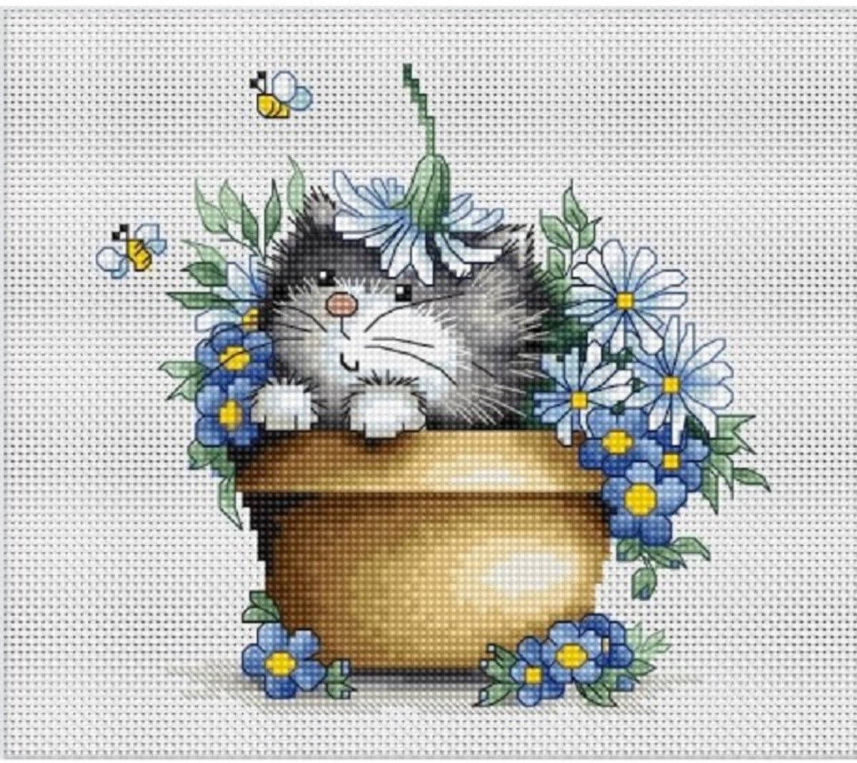 borduurpakket Kitten in Flowers - LUCA-S