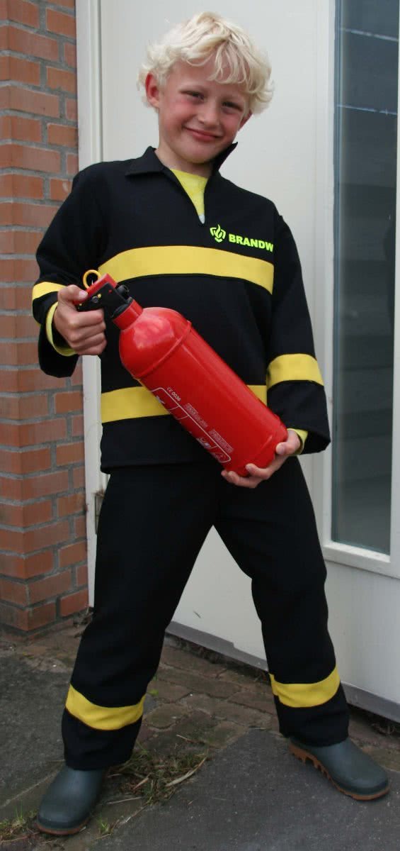 Brandweerpak kind nederlandse uitvoering zwart maat 152/ 164