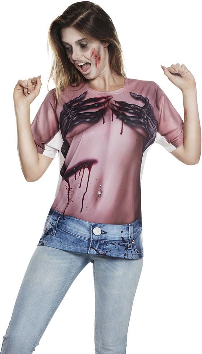 Fotorealistisch shirt Sick Creepy zombie one size (M/L)