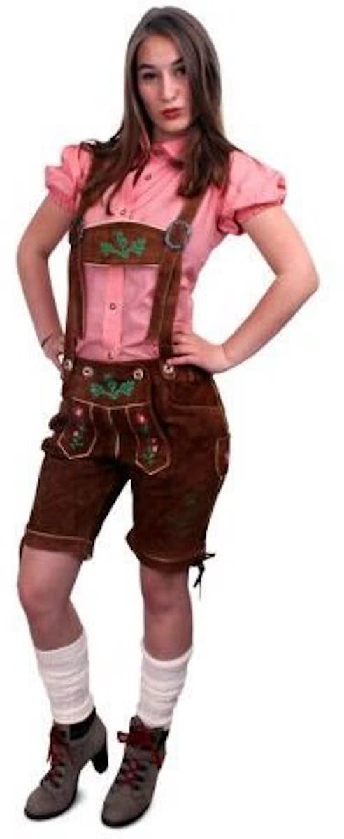 Lederhose bruin kort model dames mt.36