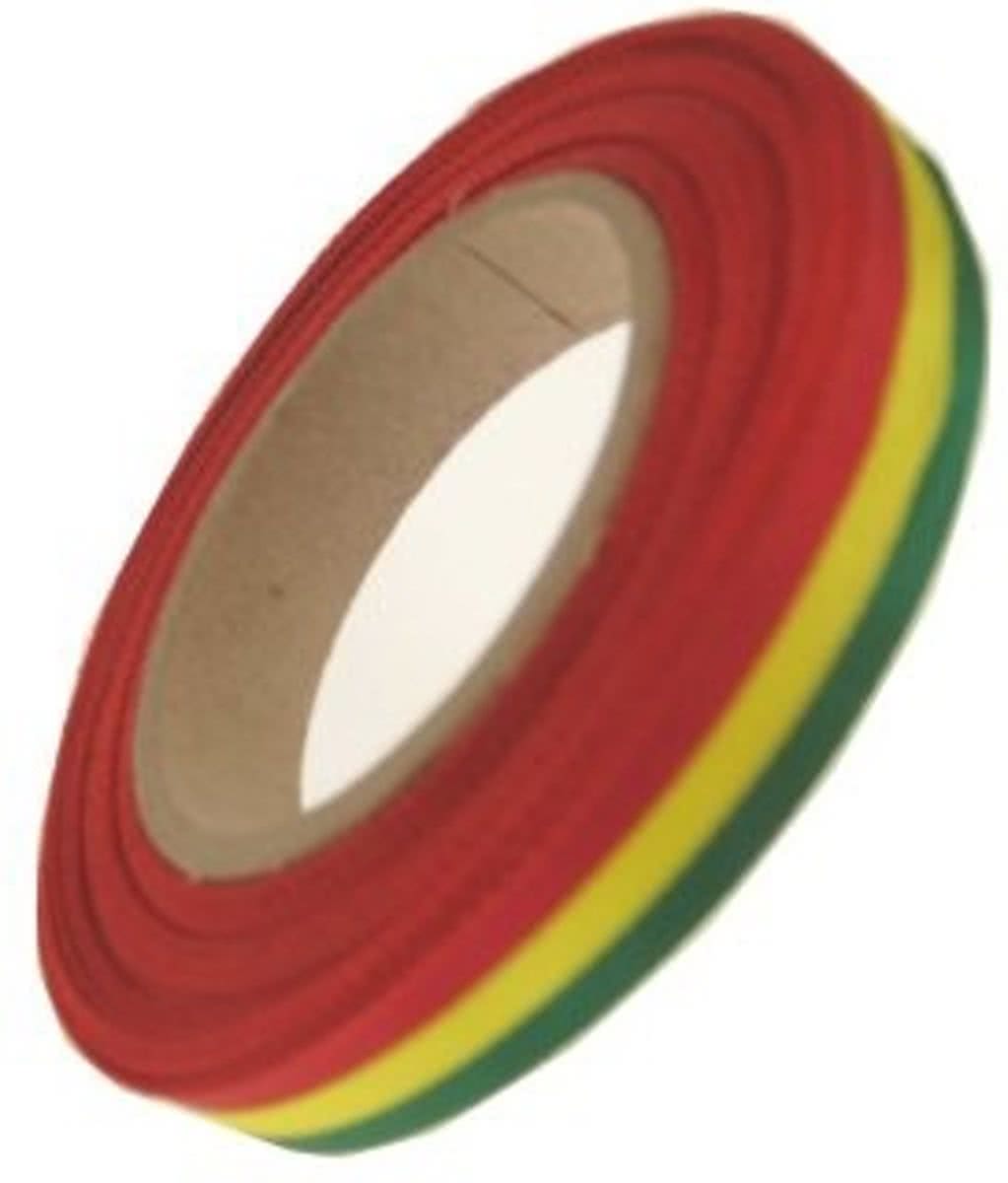 Medaille lint rood/geel/groen 25 mtr op rol 10 mm