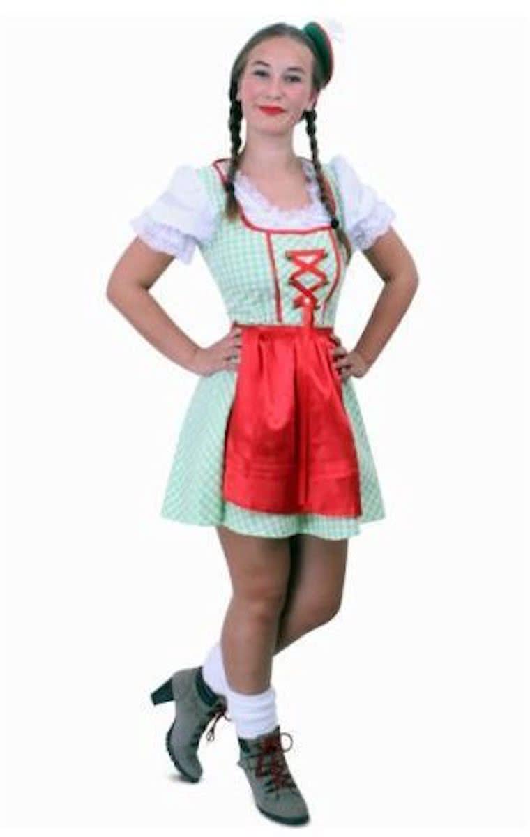 Tiroler jurk kort Sarah groen/wit mt.44