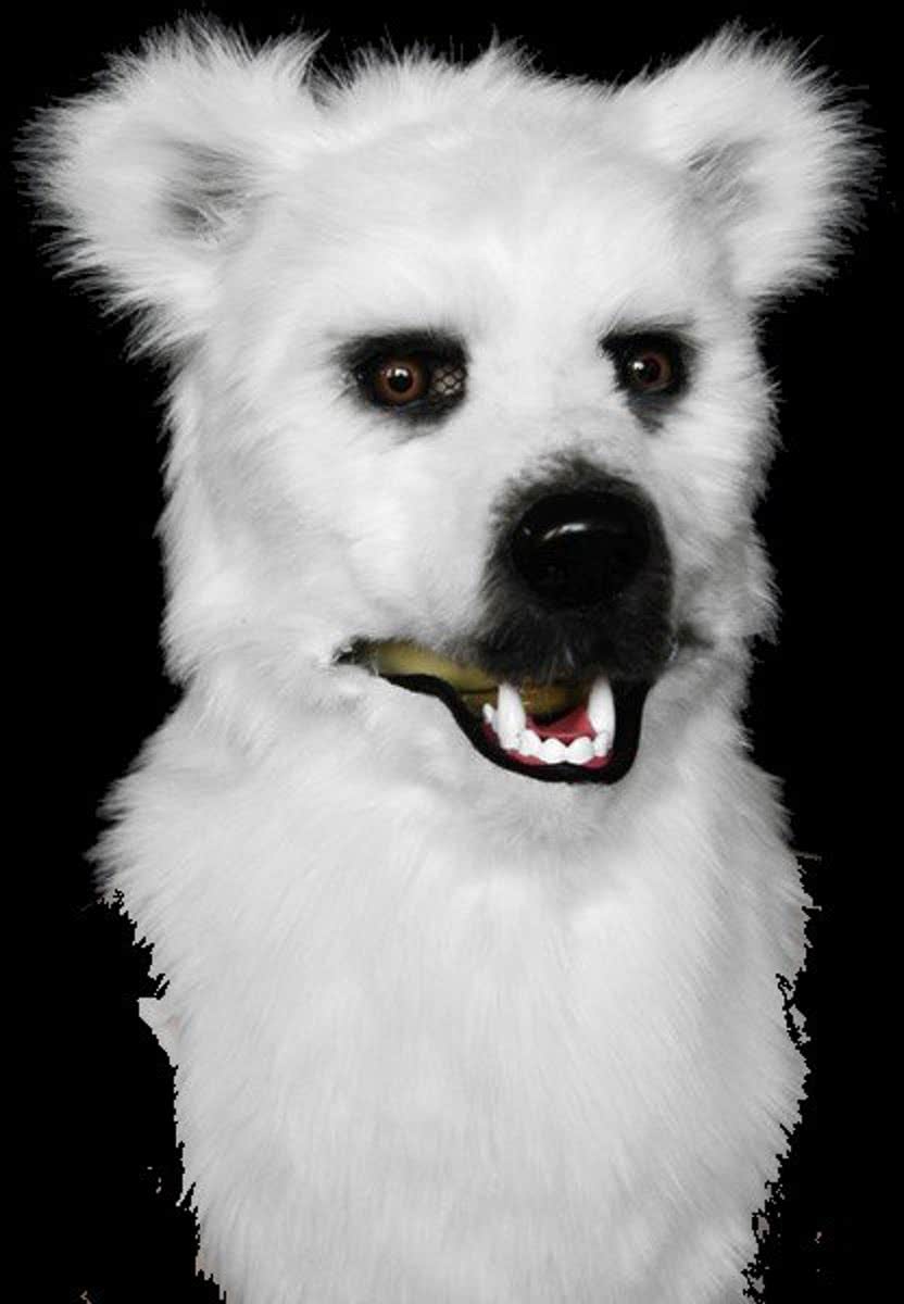 Volkop masker witte beer lichtgevende ogen, bewegende mond