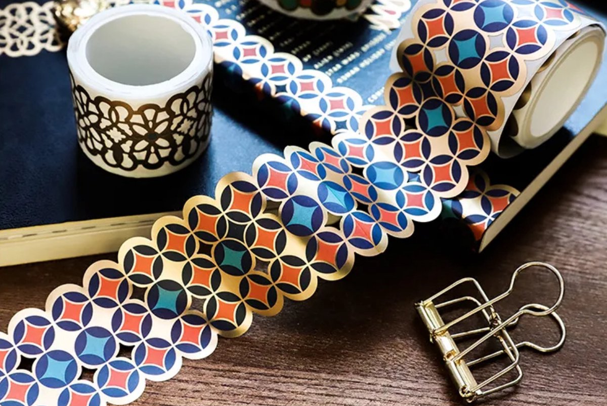 Retro Gouden Washi Tape met cut outs 3 meter x 40mm