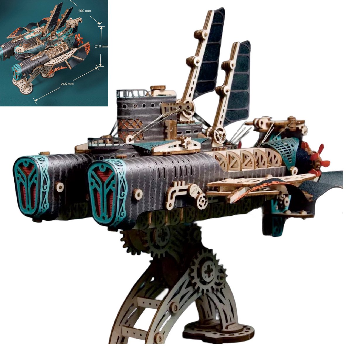 3D-puzzel, Houten puzzels,Steampunk Modelbouw,Model bouwpakket ,Doe-het-zelf fantasy ruimteschip bouwpakket, de bodem van de oceaan is 20.000 mijlen,Speelgoed model, voor thuisdecoratie,voor 14+ jaar volwassenen- Cadeau voor Vaderdag