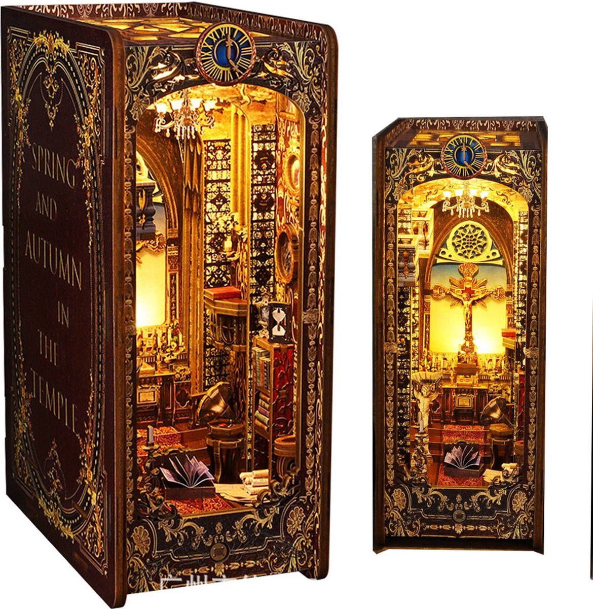 Book Nook DIY Kit-Convenant Kerk-3D-puzzel- boekensteunen van hout-Book Nook miniatuur poppenhuis kit-boek hoek miniatuur kit kerk met ledlicht en gebruiksaanwijzing creatief cadeau voor volwassenen en tieners