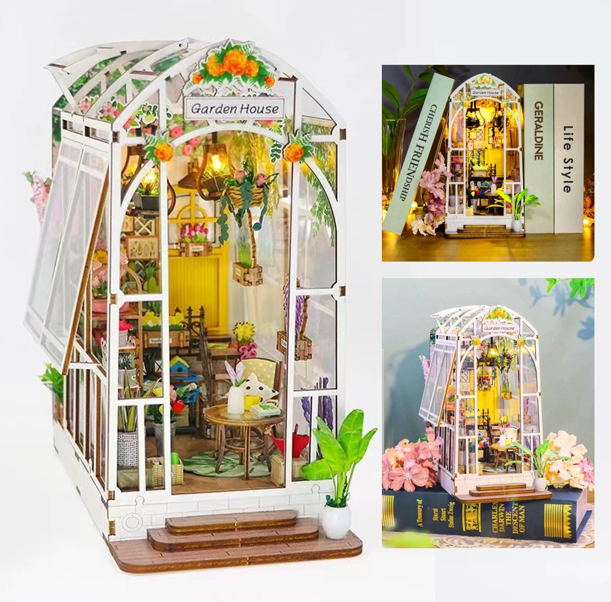 DIY Boekensteunen Kits - DIY Miniatuur Boek Kits - Tuinhuis- Boekenplank -Insert Decor Alley voor Boekenplank Thuis Bureau