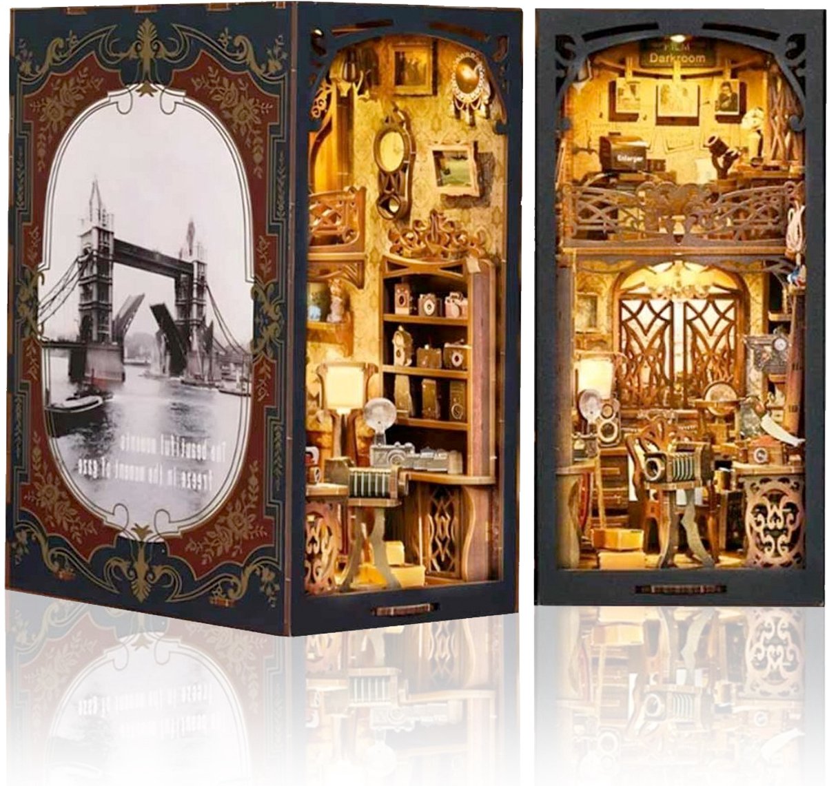 DIY Book Nook Kit-3D puzzle-Modelbouw houten bouwset-Film doka-Camera collectie kamer-Miniatuur huis kits-DIY poppenhuis-Knutselsets voor volwassenen-Verjaardagscadeau Kerstmis-