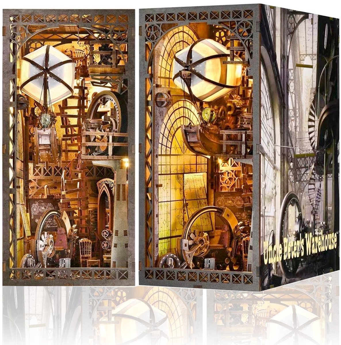 DIY Book Nook Kit-Ballon Ruimteschip Huis-3D puzzle-Miniatuur huis kits-DIY poppenhuis Met led en stofkap-Peter Ruimteschip Modelbouw houten bouwset-Knutselsets voor volwassenen-Verjaardagscadeau Kerstmis