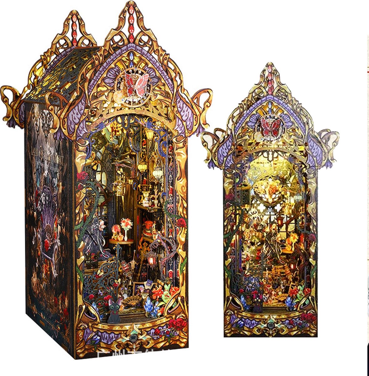 DIY Book Nook Kit-Gotische stijl houten modellen-3D houten puzzel boekensteunen- magische wereld-doe-het-zelf boekensteunen-doe-het-zelf miniatuur poppenhuis-cadeau voor verjaardag Thanksgiving Day Kerstmis