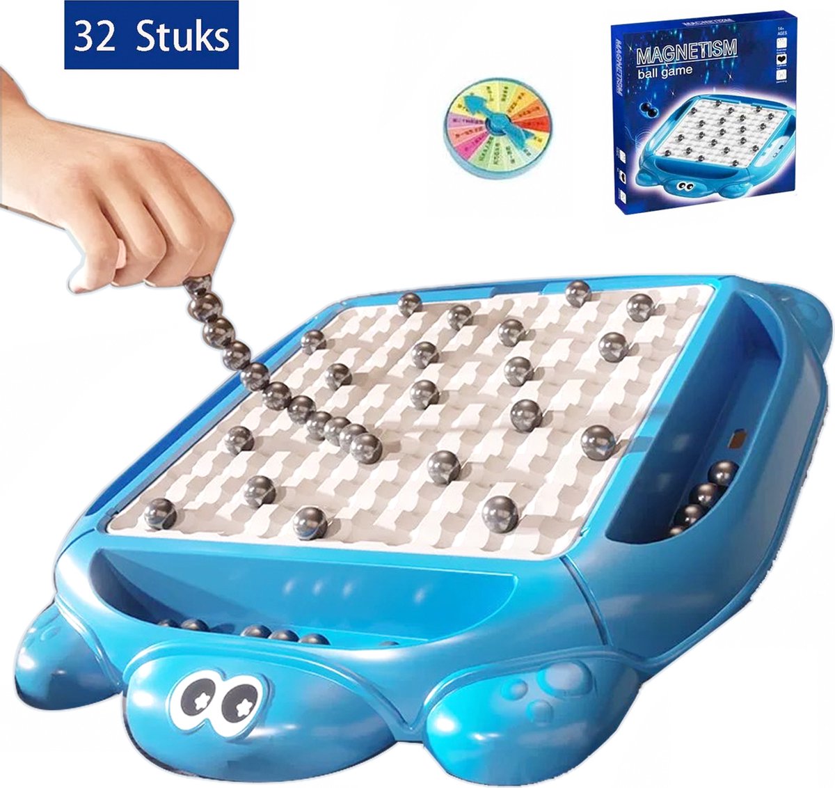Magnetisch Schaakspel – Magneet Spel - Magnetisch Schaken met Stenen-32 magnetische schaakstukken-magneet spel-voor familiebijeenkomsten- met draaitafel