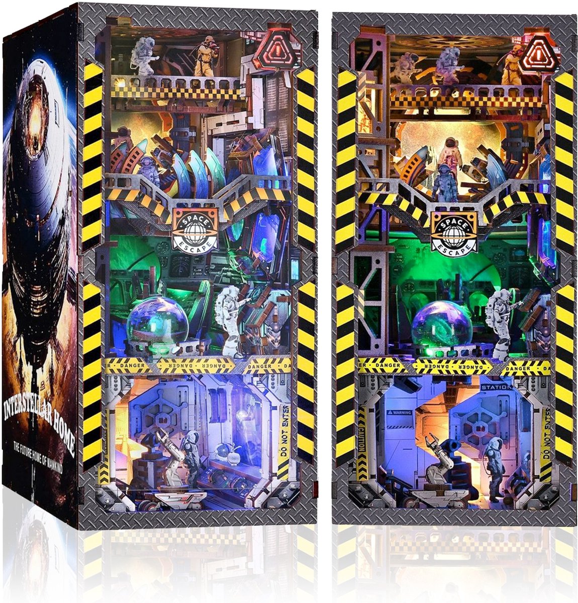Premium DIY Houten Book Nook DIY-3D Puzzle-miniatuurhuis-Ruimtevaartuig model-Interstellair Thuis-Met led-licht-Houten modellen om te bouwen voor volwassenen-