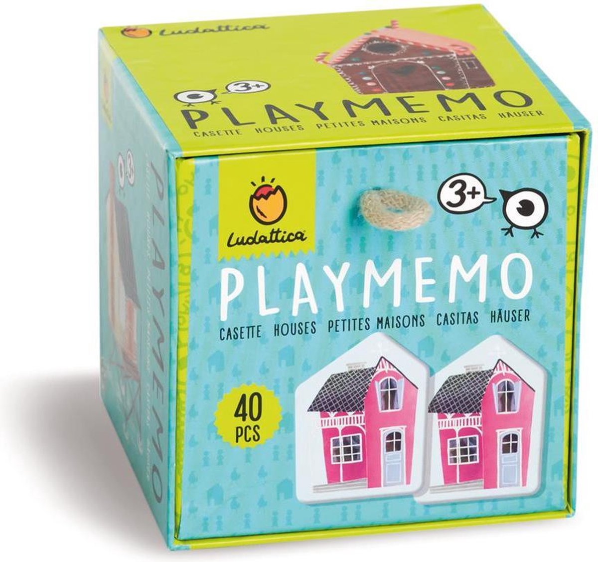 Ludattica Memory: HUIZEN 12x12x12cm, 20 paren, doos met schuif en handvat, 3+