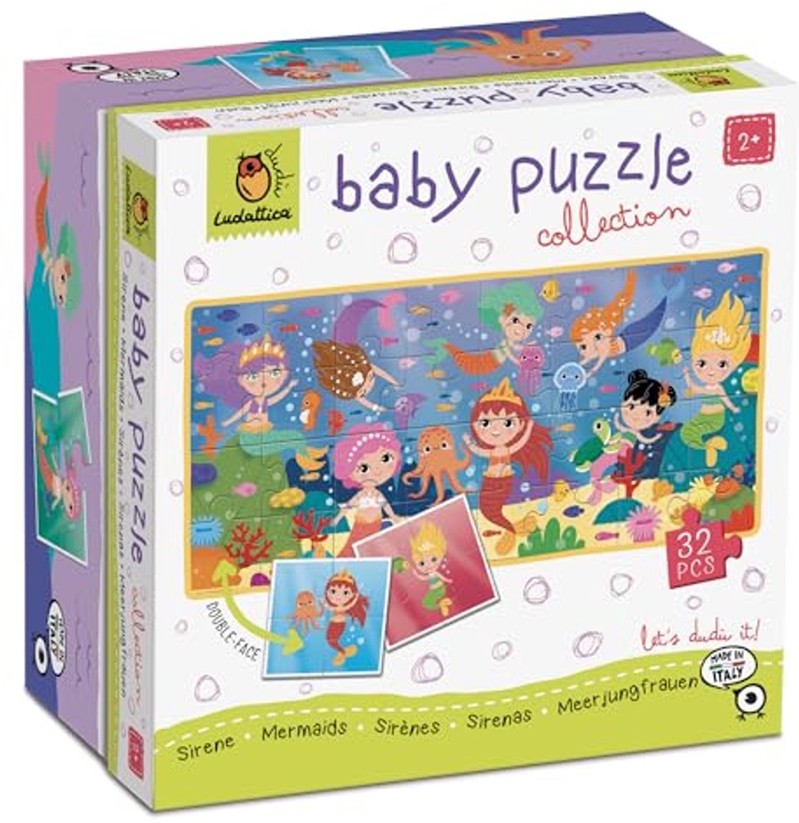 Ludattica educatief baby puzzelspel zeemeerminnen karton 32-delig.