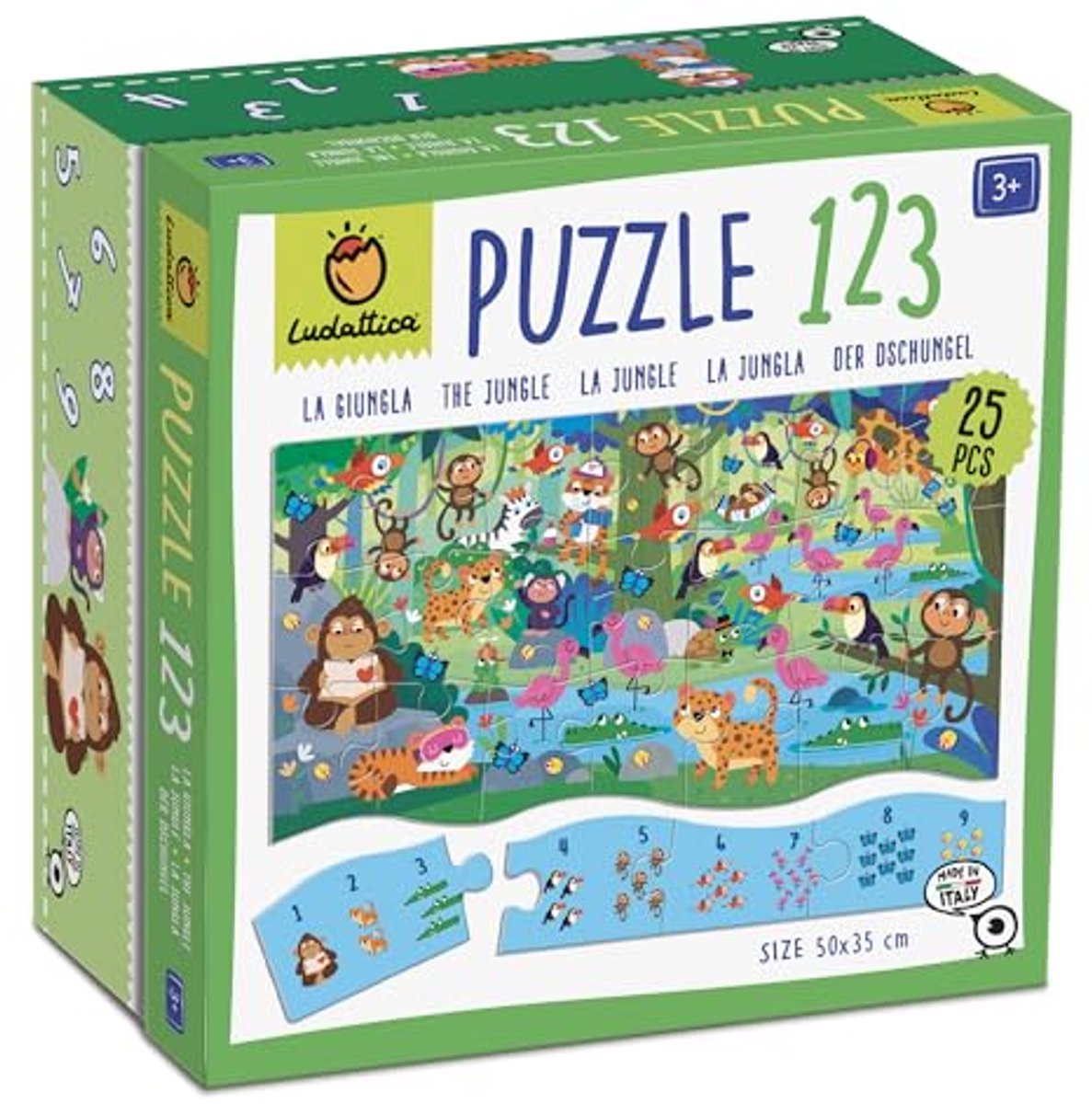 Ludattica educatief puzzelspel jungle dieren - 25 stukjes karton.