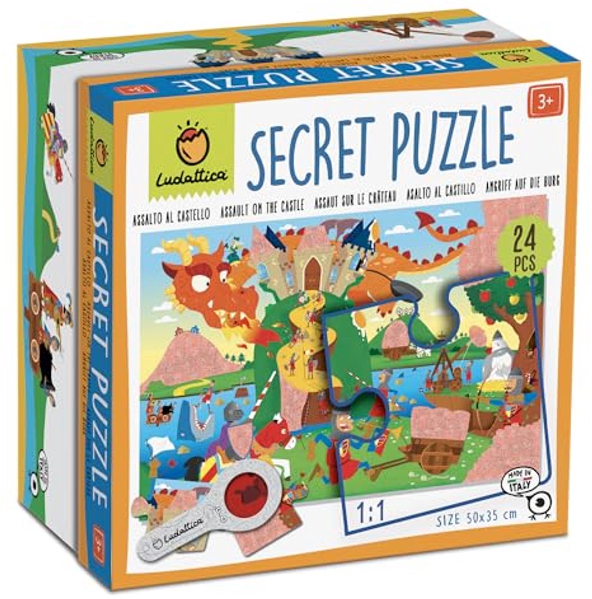 Ludattica puzzel kasteel - educatief kinderspel 24 stukjes karton.