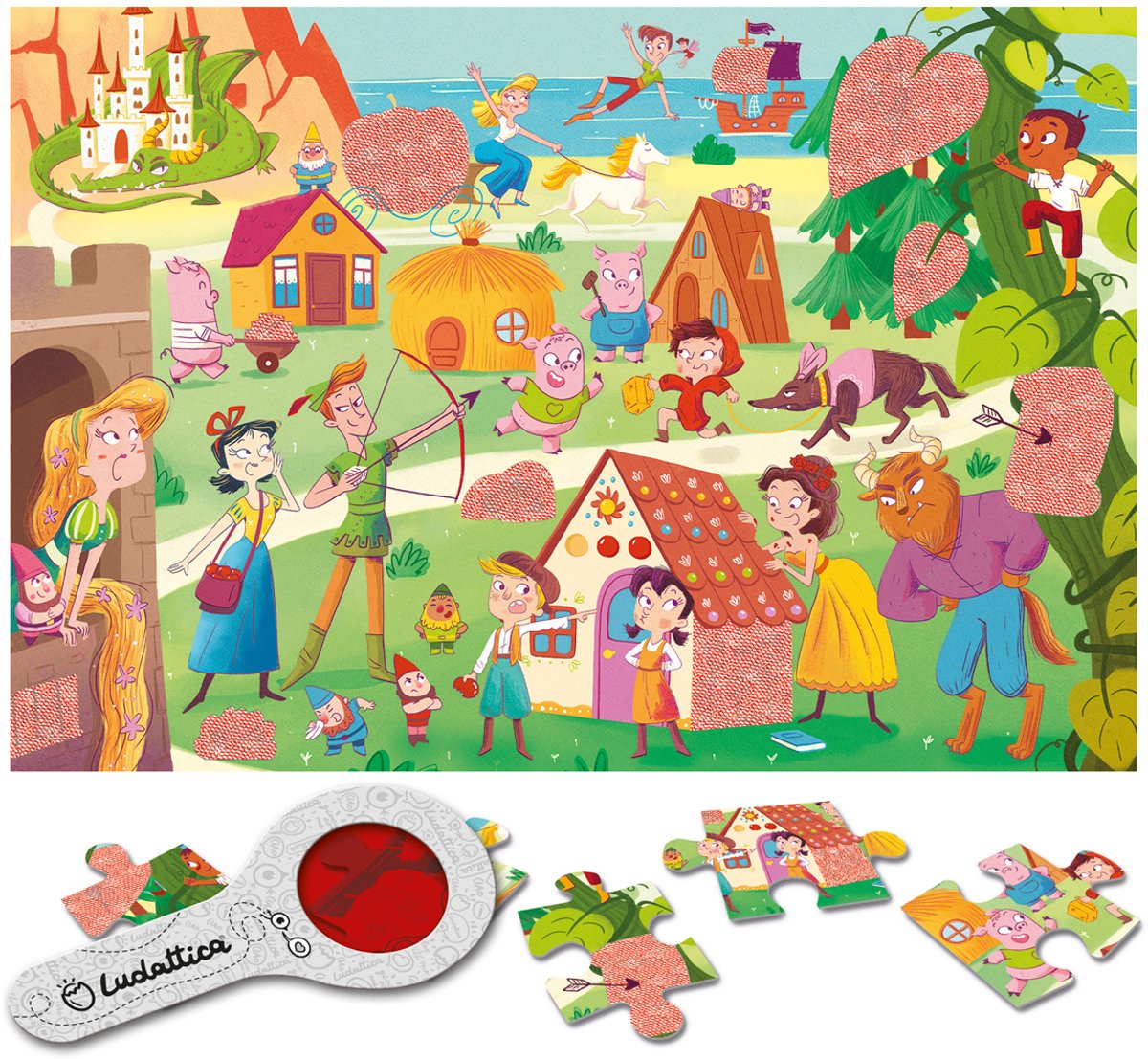 Ludattica puzzel kinderspel Sprookjesdromen - educatief karton speelgoed.