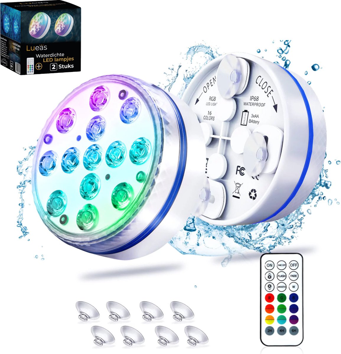 Lueas® Draadloze LED zwembad verlichting op batterij - RGB - Dimbaar