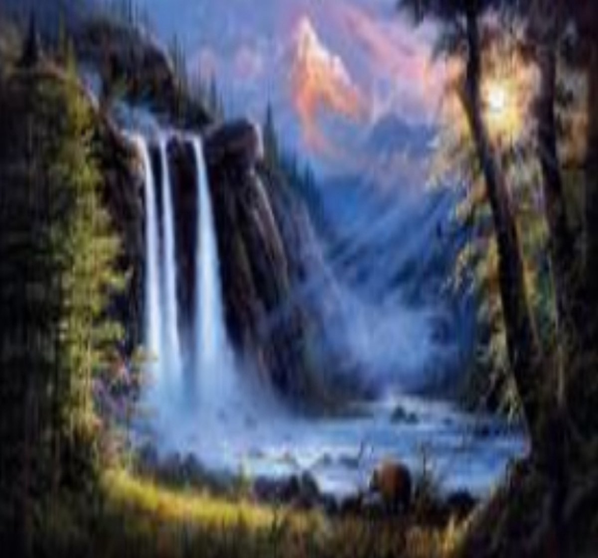 Lukana® Waterval/Natuur Diamond painting - Vierkante steentjes - 40x60cm - 40 kleuren! - 5D - compleet pakket - ontspannen - kinderen - volwassenen