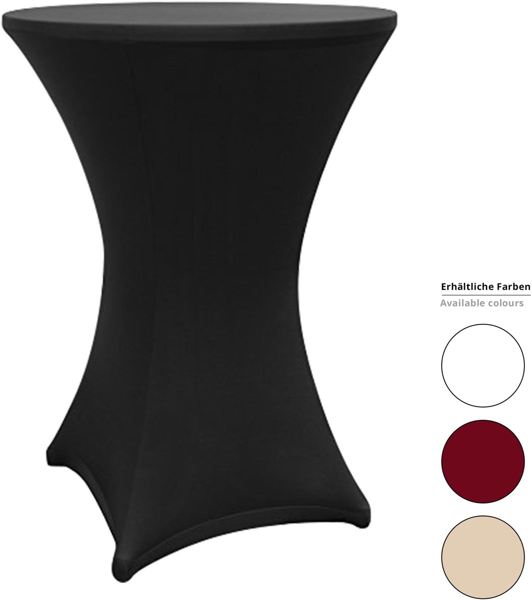   - Rok voor statafel - hoes voor statafel - makkelijk in onderhoud - stretch - sneldrogend - in verschillende maten en kleuren - Ø 80-85cm - Zwart