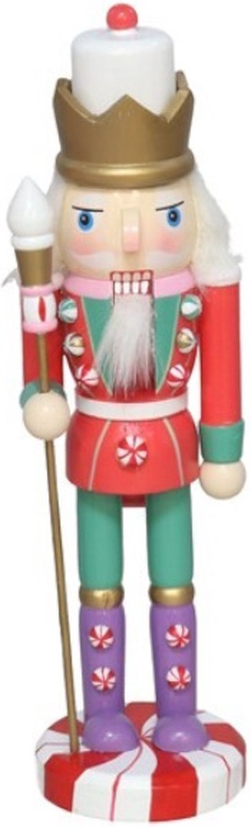 Feestelijke Notenkraker met kroon - 25 cm - Kerstdecoratie