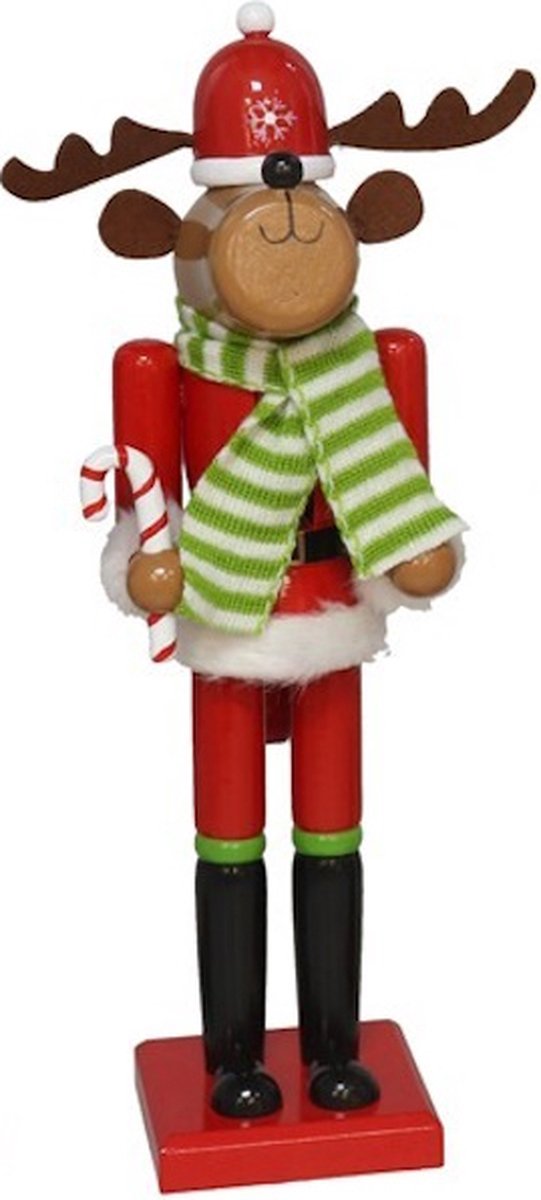 Notenkraker Rendier met sjaal - 38 cm - Kerstdecoratie