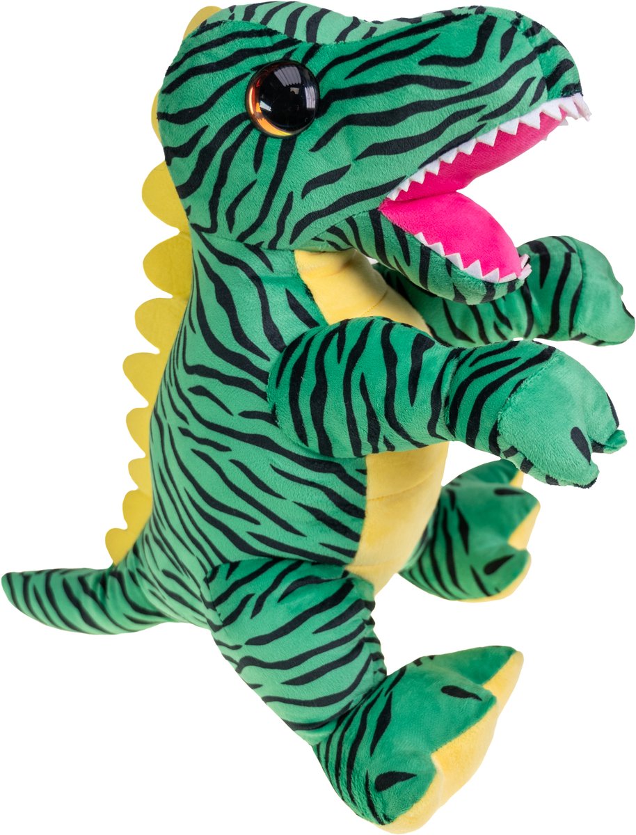 Lumo Stars knuffel dino T-Rex 42cm - pluche speelgoed met grote ogen.
